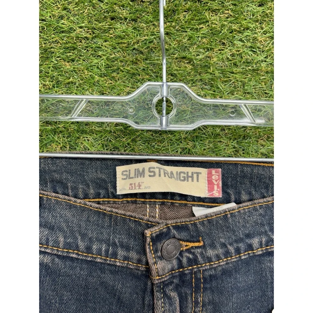 Levis 514 Jeans Mens 36x30 Blue Stretch Denim Regular Fit Dark Wash Straight Leg